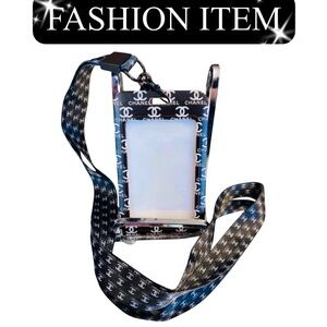 BADGE HOLDER & NECKLACE: Black & White, NWOT